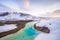 Turquoise River Snakes in front of the Krafla Geothermal Power Station in Iceland