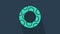 Turquoise Rubber swimming ring icon isolated on blue background. Life saving floating lifebuoy for beach, rescue belt