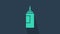 Turquoise Sauce bottle icon isolated on blue background. Ketchup, mustard and mayonnaise bottles with sauce for fast