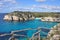 Turquoise sea at bay on balearic island Menorca, spain