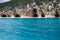 Turquoise sea and caves of Cala Luna beach in Sardinia island