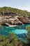 Turquoise sea and cliffs near Cala Cap Falco beach in Mallorca