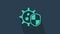Turquoise Shield protecting from virus, germs and bacteria icon isolated on blue background. Immune system concept