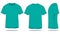 Turquoise Short Sleeve T-Shirt Template On White Background