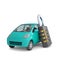 Turquoise small car and combination lock