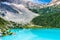 Turquoise Sorapis Lake in Cortina d\'Ampezzo, with Dolomite Moun