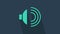 Turquoise Speaker volume, audio voice sound symbol, media music icon isolated on blue background. 4K Video motion