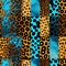 Turquoise and Tan Leopard Print Patchwork with Dynamic Textures