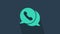 Turquoise Telephone with speech bubble chat icon isolated on blue background. Support customer service, hotline, call