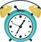 Turquoise Twin Bell Alarm Clock in Flat Style
