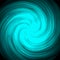 Turquoise twisted galaxy on a black background. Turquoise abstraction with circular motion