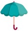 Turquoise unfolded umbrella.