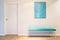 Turquoise upholstered bench seat