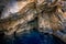 Turquoise water inside Blue Caves in Zante