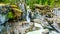 The turquoise water of the Lillooet River cascading down Nairn Falls