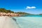 Turquoise water of Rondinara beach in Corsica Island in France