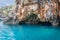 Turquoise water under Blue Caves in Zante