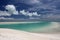 Turquoise water and white sand in Kiritimati lagoon