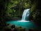 Turquoise Waterfall Cascading Through a Rainforest