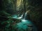 Turquoise Waterfall Cascading Through a Rainforest