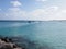 Turquoise waters of Atlantic Ocean landscape and rocks at african town of Santa Maria on Sal island in Cape Verde