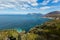 Turquoise waters of Carp bay, view from Cape Tourville Lighthouse, Freycinet National Park, Tasmania, Australia .