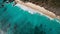 Turquoise waves crash on idyllic Bali coastline, drone captures beauty generated by AI
