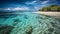 Turquoise waves crash on idyllic Caribbean coastline generated by AI