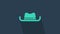 Turquoise Western cowboy hat icon isolated on blue background. 4K Video motion graphic animation