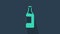 Turquoise Wine bottle icon isolated on blue background. 4K Video motion graphic animation