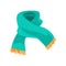 Turquoise woolen scarf with orange fringe on the ends. Element of winter clothing. Accessory for cold weather. Flat
