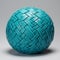 Turquoise Woven Ball: 3d Twill Pattern Decorated Round Sculpture