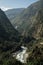 Turquosie Marshyangdi river flowing through a valley