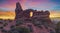 Turret Arch at sunset.Windows Loop Trail.Arches National Park.Utah.USA