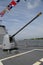 Turret containing a 5-inch gun on the deck of US Navy Ticonderoga-class cruiser