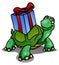 Turtle carrying gift