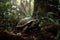 Turtle close up in tropical forest. Generative AI