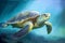 turtle close-up underwater. Generative AI