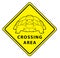 Turtle Crossing Area Yellow Sign Board Illustration Design