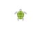 Turtle with green shell swimming for logo design illustration