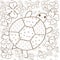 Turtle Heaven adult coloring book page. Cute turtle in clover garden. Brown outline vector illustration.