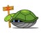 Turtle holding wooden signboard with the text `stay at home` in vector.