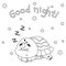 The turtle lies and sleeps. Around the star. Good night and zzz lettering. Isolated vector illustrations on white background.