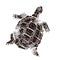 Turtle in linocut retro style, vintage silhouette of turtle on white