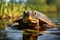 Turtle pokes its head out of the water by Generative AI