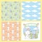Turtle and Rabbit Drink, Cloud Seamless pattern. Vector Illustration