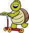 Turtle on scooter cartoon illustration