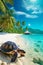 Turtle on the seashore. Generative AI,