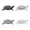 Turtle tortoise icon set grey black color illustration outline flat style simple image