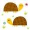 Turtle tortoise set. Cute cartoon character family couple. Butterfly, daisy flower, grass. Pet animal collection. Education cards